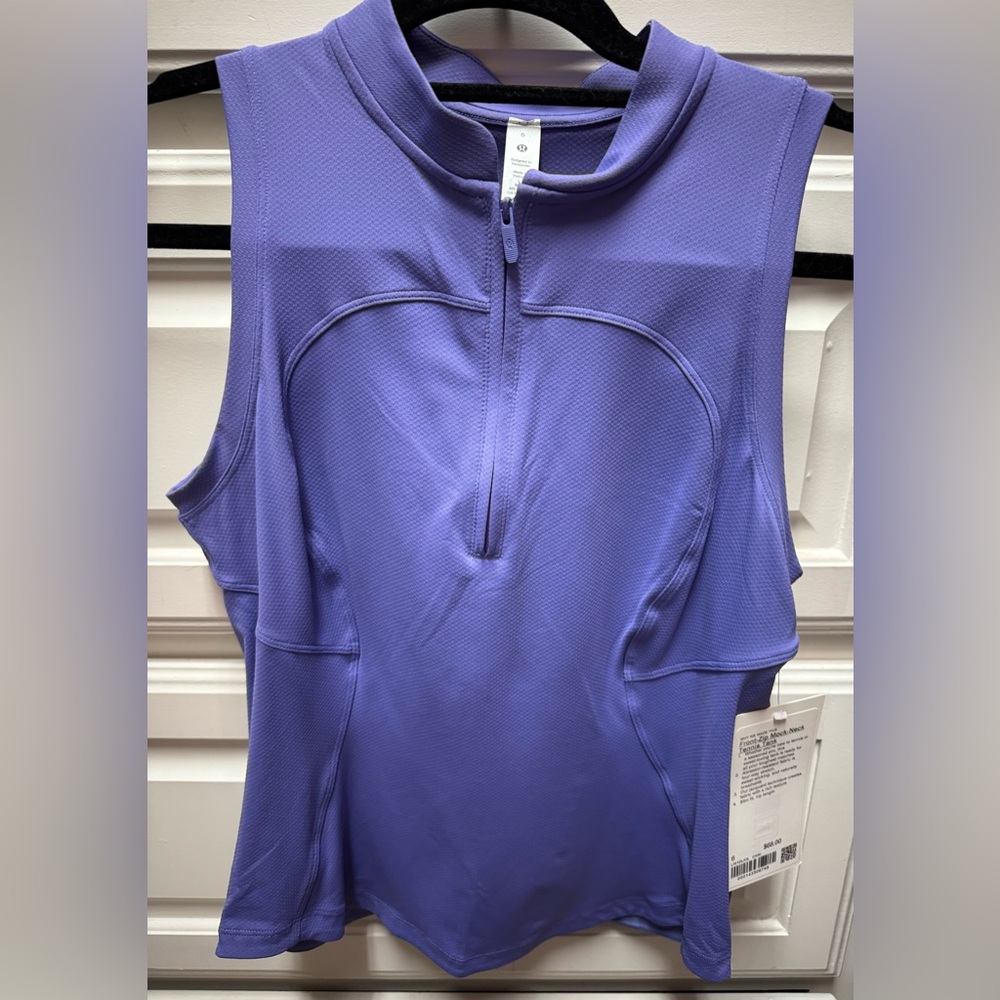 Lululemon Purple Front-Zip Mock-Neck Tennis Tank Size 6 NWT